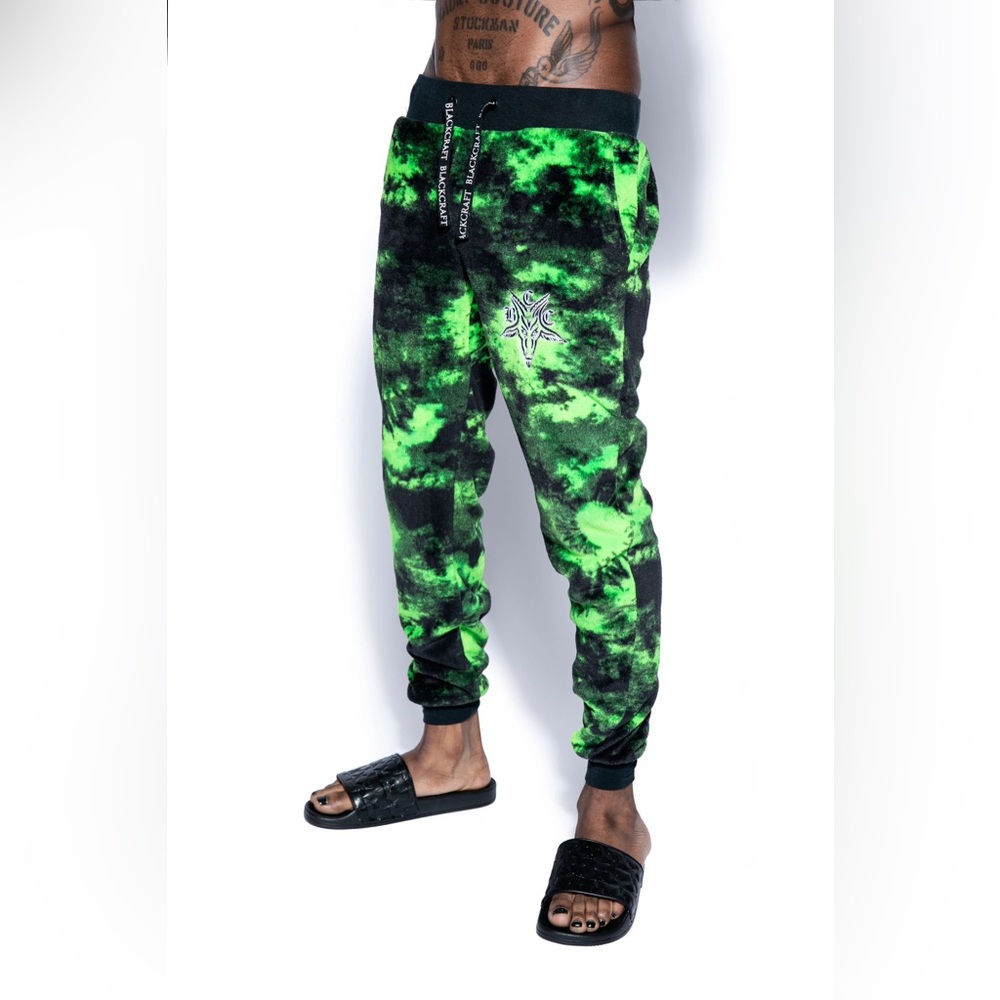 Green and Black Tie-Dye Joggers